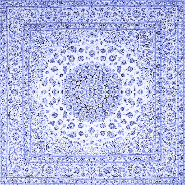 Square Machine Washable Persian Blue Traditional Rug, wshtr2644blu