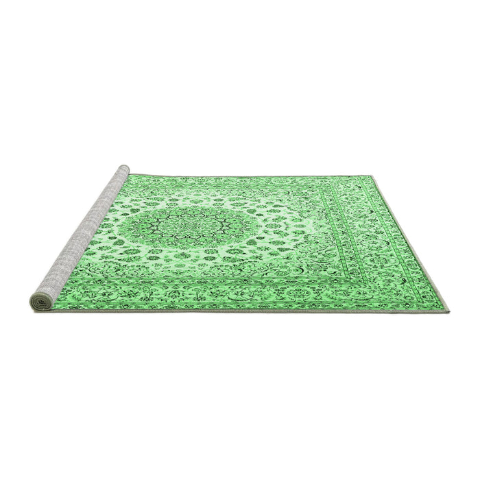 Sideview of Machine Washable Persian Emerald Green Traditional Area Rugs, wshtr2644emgrn