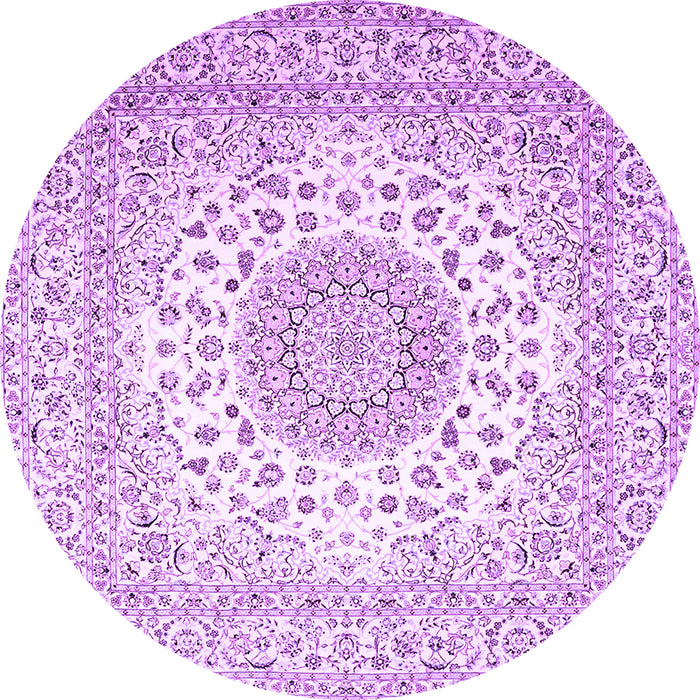 Round Machine Washable Persian Purple Traditional Area Rugs, wshtr2644pur