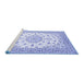 Sideview of Machine Washable Persian Blue Traditional Rug, wshtr2645blu