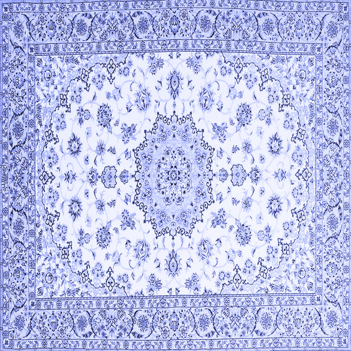 Square Machine Washable Persian Blue Traditional Rug, wshtr2645blu
