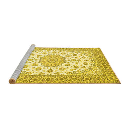Sideview of Machine Washable Persian Yellow Traditional Rug, wshtr2645yw
