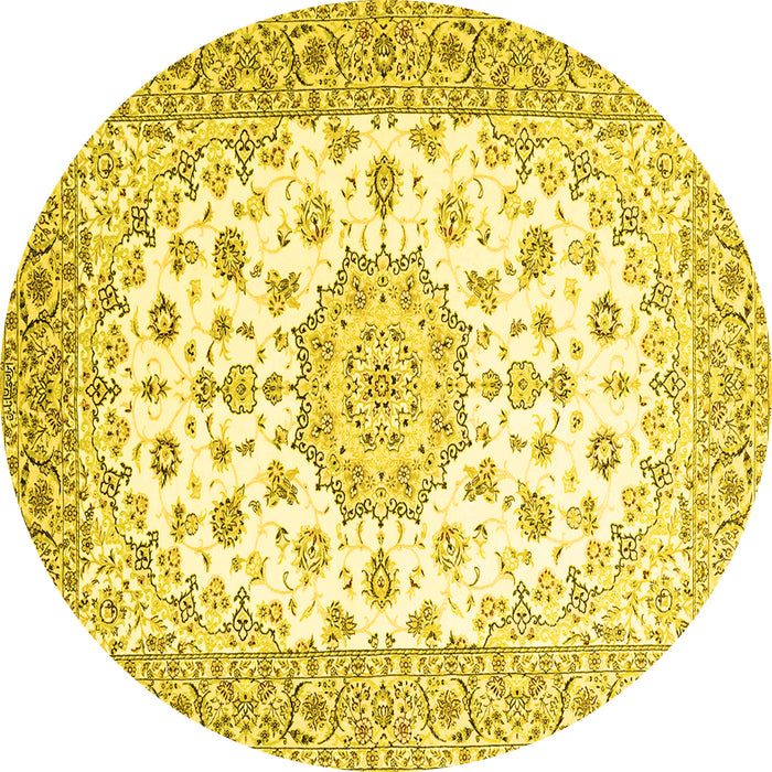Round Persian Yellow Traditional Rug, tr2645yw