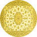 Round Persian Yellow Traditional Rug, tr2645yw