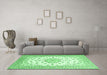 Machine Washable Persian Emerald Green Traditional Area Rugs in a Living Room,, wshtr2645emgrn