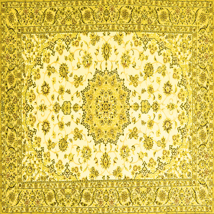 Square Machine Washable Persian Yellow Traditional Rug, wshtr2645yw