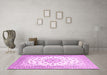 Machine Washable Persian Pink Traditional Rug in a Living Room, wshtr2645pnk