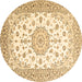 Round Persian Brown Traditional Rug, tr2645brn