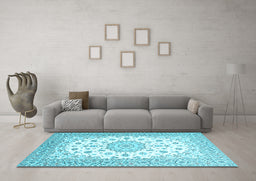 Machine Washable Persian Light Blue Traditional Rug in a Living Room, wshtr2645lblu