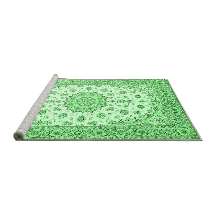 Sideview of Machine Washable Persian Emerald Green Traditional Area Rugs, wshtr2645emgrn
