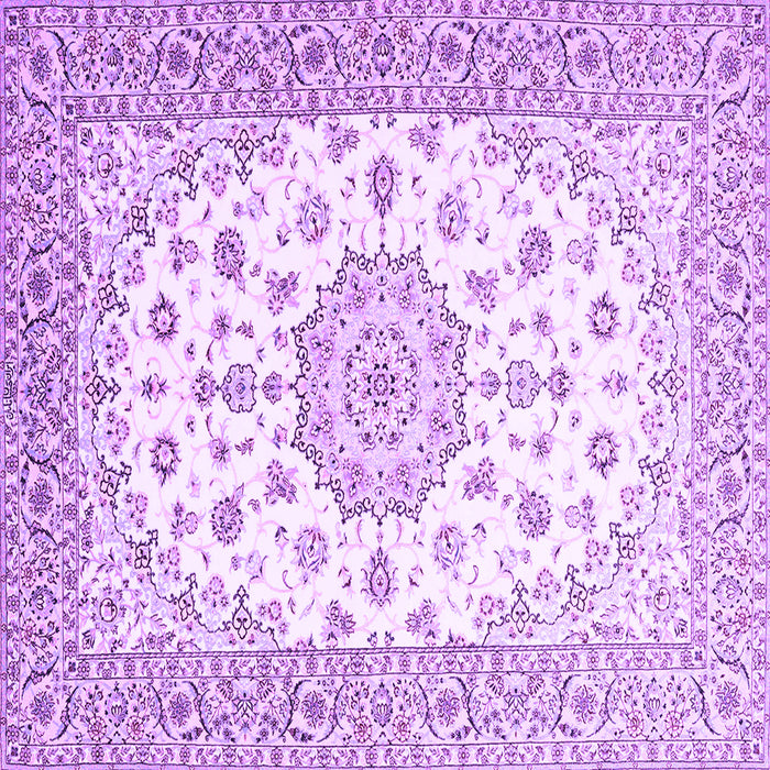 Square Machine Washable Persian Purple Traditional Area Rugs, wshtr2645pur