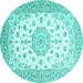 Round Persian Turquoise Traditional Rug, tr2645turq