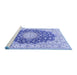 Sideview of Machine Washable Persian Blue Traditional Rug, wshtr2646blu