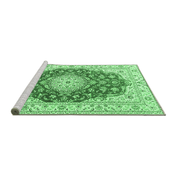Sideview of Machine Washable Persian Emerald Green Traditional Area Rugs, wshtr2646emgrn