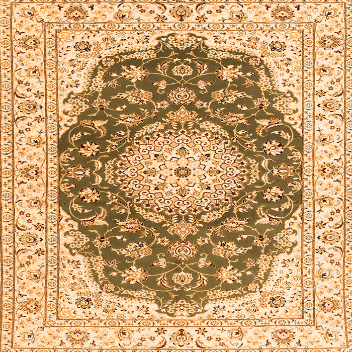 Round Machine Washable Persian Orange Traditional Area Rugs, wshtr2646org
