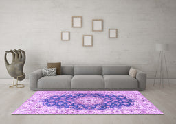 Machine Washable Persian Purple Traditional Area Rugs in a Living Room, wshtr2646pur