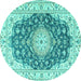 Round Persian Turquoise Traditional Rug, tr2646turq