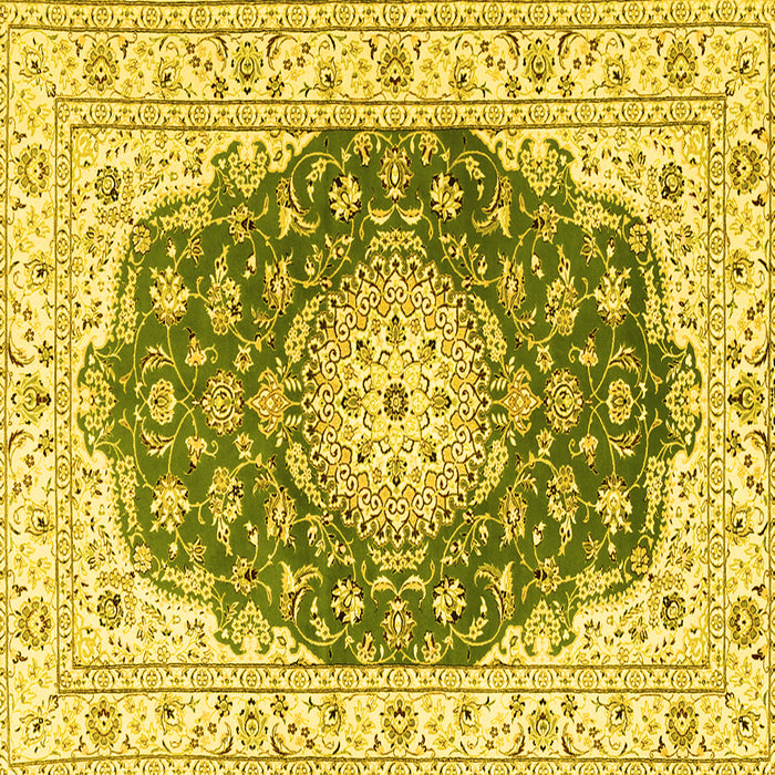 Square Machine Washable Persian Yellow Traditional Rug, wshtr2646yw