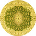 Round Persian Yellow Traditional Rug, tr2646yw