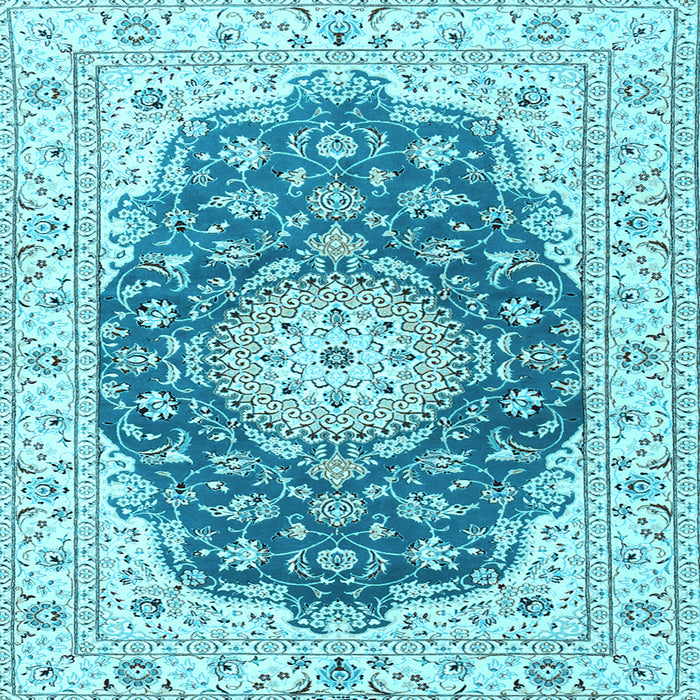 Square Machine Washable Persian Light Blue Traditional Rug, wshtr2646lblu