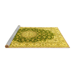 Sideview of Machine Washable Persian Yellow Traditional Rug, wshtr2646yw