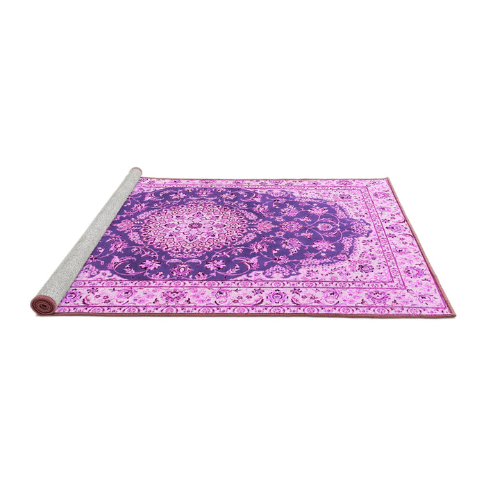 Sideview of Machine Washable Persian Pink Traditional Rug, wshtr2646pnk
