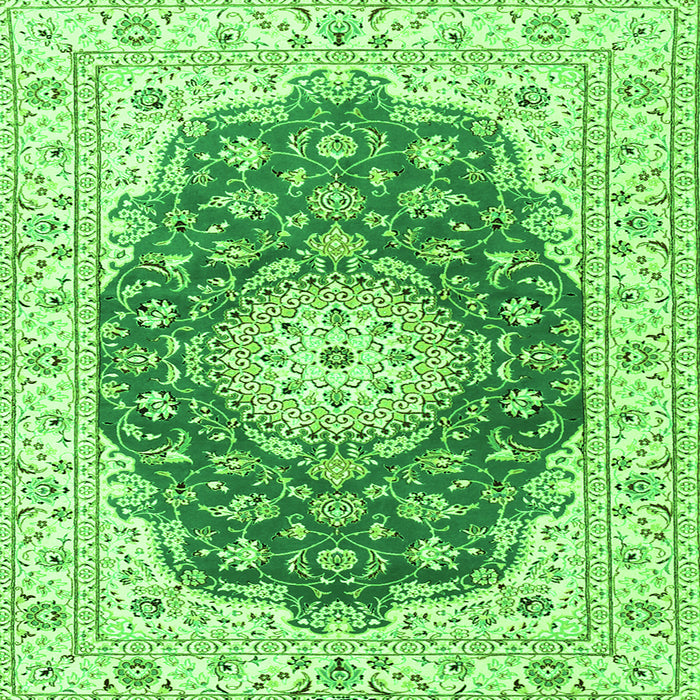 Round Machine Washable Persian Green Traditional Area Rugs, wshtr2646grn