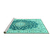 Sideview of Machine Washable Persian Turquoise Traditional Area Rugs, wshtr2646turq