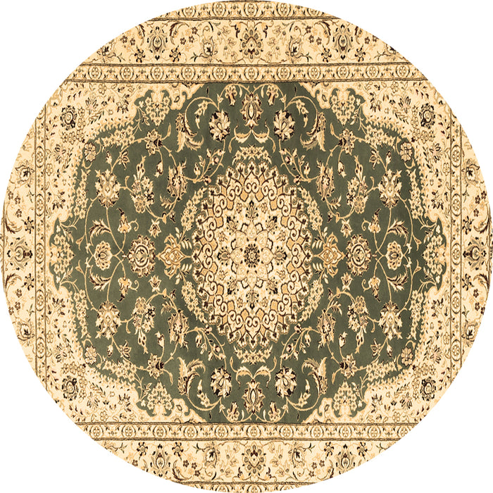 Round Machine Washable Persian Brown Traditional Rug, wshtr2646brn