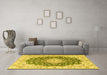 Machine Washable Persian Yellow Traditional Rug in a Living Room, wshtr2646yw