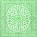 Square Machine Washable Medallion Emerald Green Traditional Area Rugs, wshtr2647emgrn