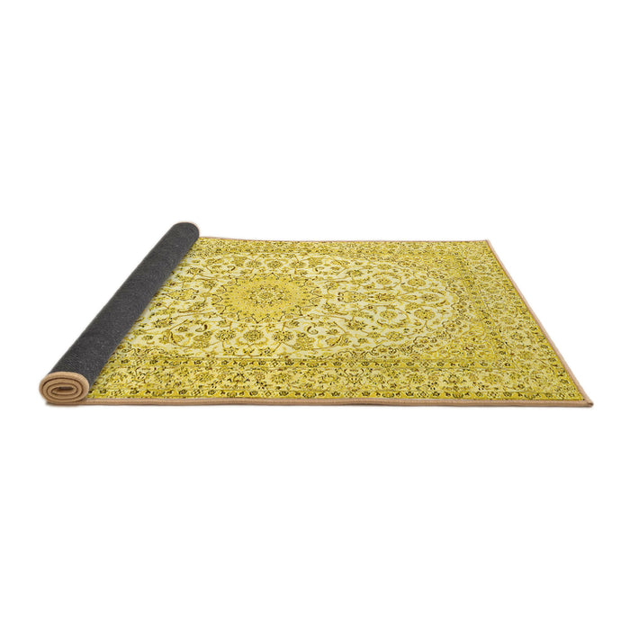 Sideview of Medallion Yellow Traditional Rug, tr2647yw