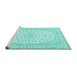 Sideview of Machine Washable Medallion Turquoise Traditional Area Rugs, wshtr2647turq