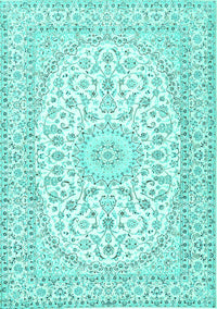 Medallion Turquoise Traditional Rug, tr2647turq