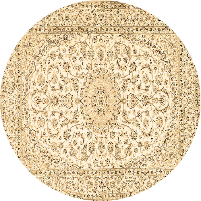 Round Medallion Brown Traditional Rug, tr2647brn