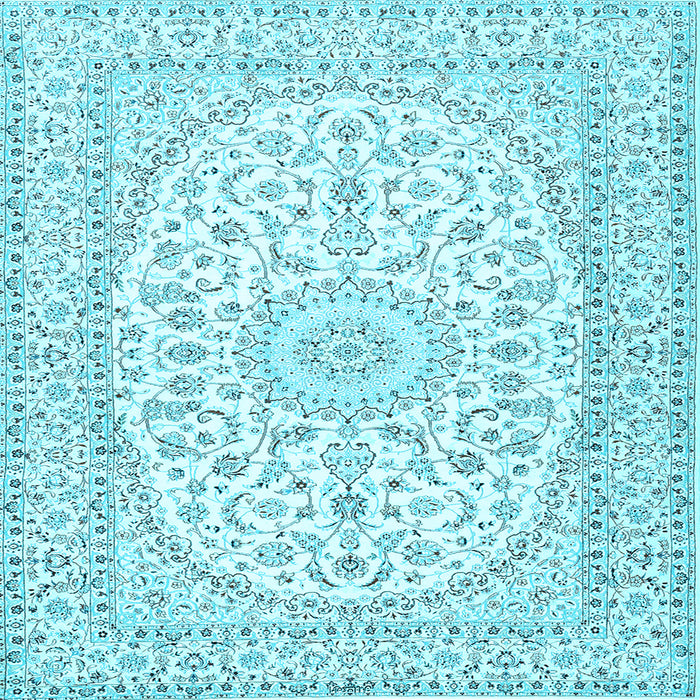 Square Medallion Light Blue Traditional Rug, tr2647lblu
