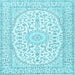 Square Medallion Light Blue Traditional Rug, tr2647lblu