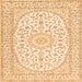 Serging Thickness of Medallion Orange Traditional Rug, tr2647org