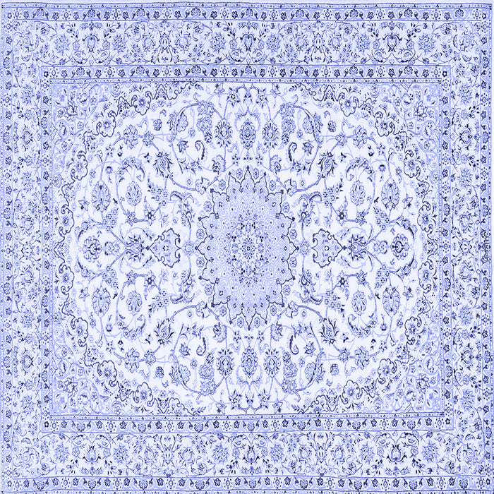 Square Medallion Blue Traditional Rug, tr2647blu