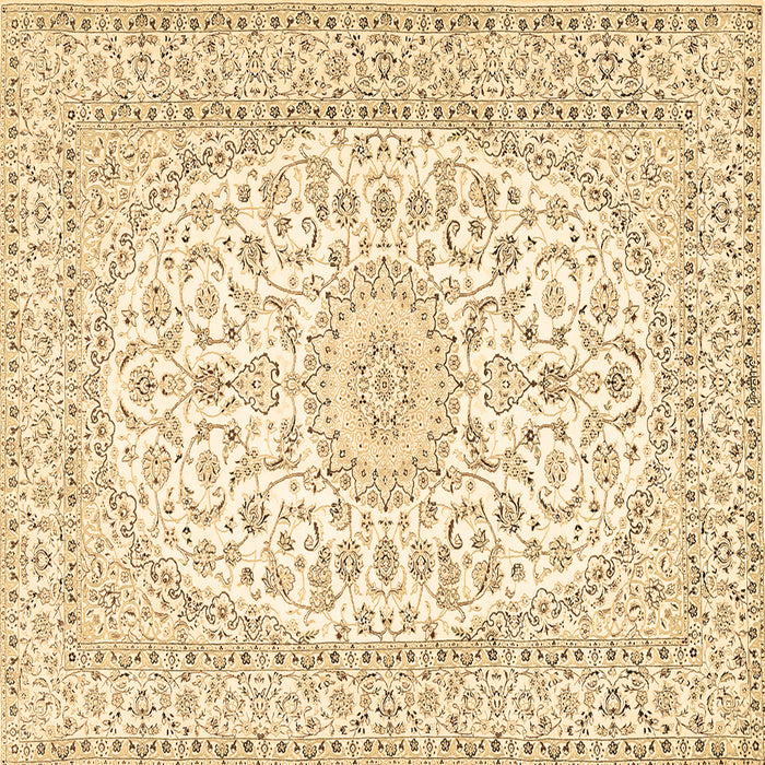 Square Machine Washable Medallion Brown Traditional Rug, wshtr2647brn