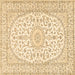 Square Machine Washable Medallion Brown Traditional Rug, wshtr2647brn