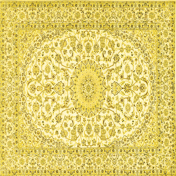 Square Medallion Yellow Traditional Rug, tr2647yw