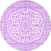 Round Medallion Purple Traditional Rug, tr2647pur