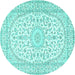 Round Medallion Turquoise Traditional Rug, tr2647turq