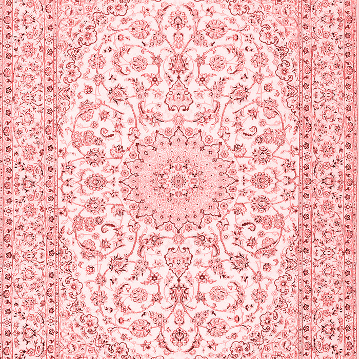 Machine Washable Medallion Red Traditional Rug, wshtr2647red