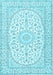 Machine Washable Medallion Light Blue Traditional Rug, wshtr2647lblu