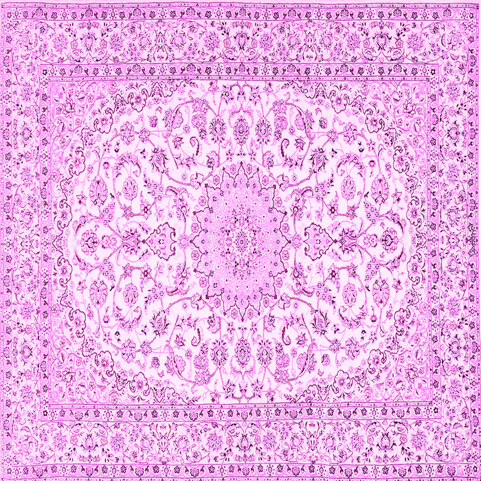 Square Machine Washable Medallion Pink Traditional Rug, wshtr2647pnk