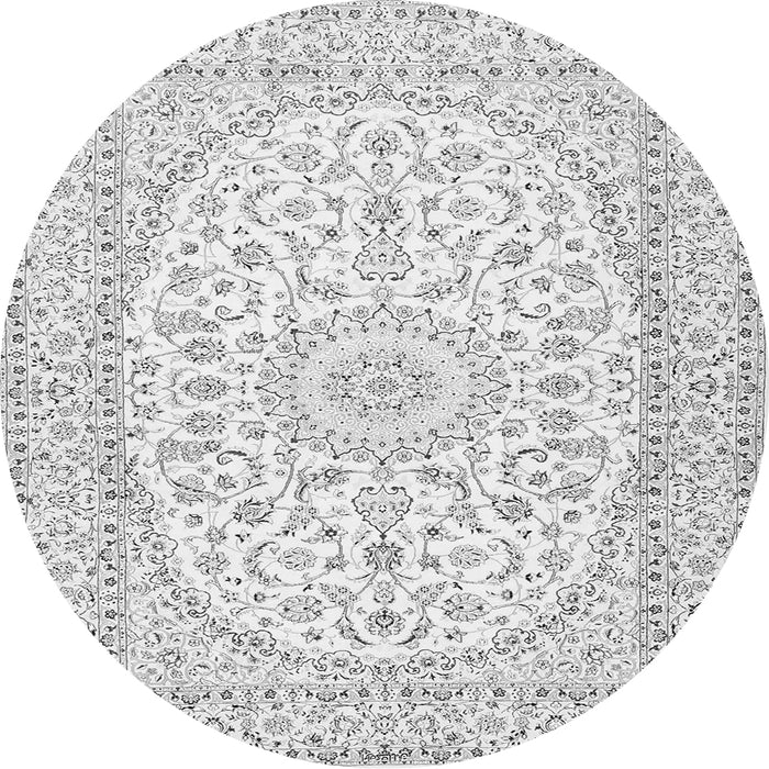 Machine Washable Medallion Gray Traditional Rug, wshtr2647gry