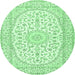 Round Medallion Emerald Green Traditional Rug, tr2647emgrn