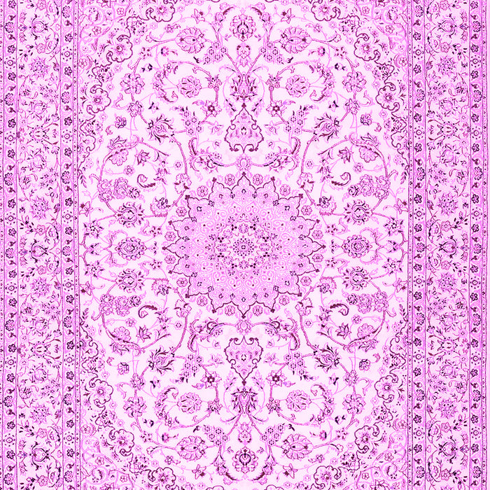 Machine Washable Medallion Pink Traditional Rug, wshtr2647pnk